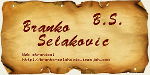 Branko Selaković vizit kartica